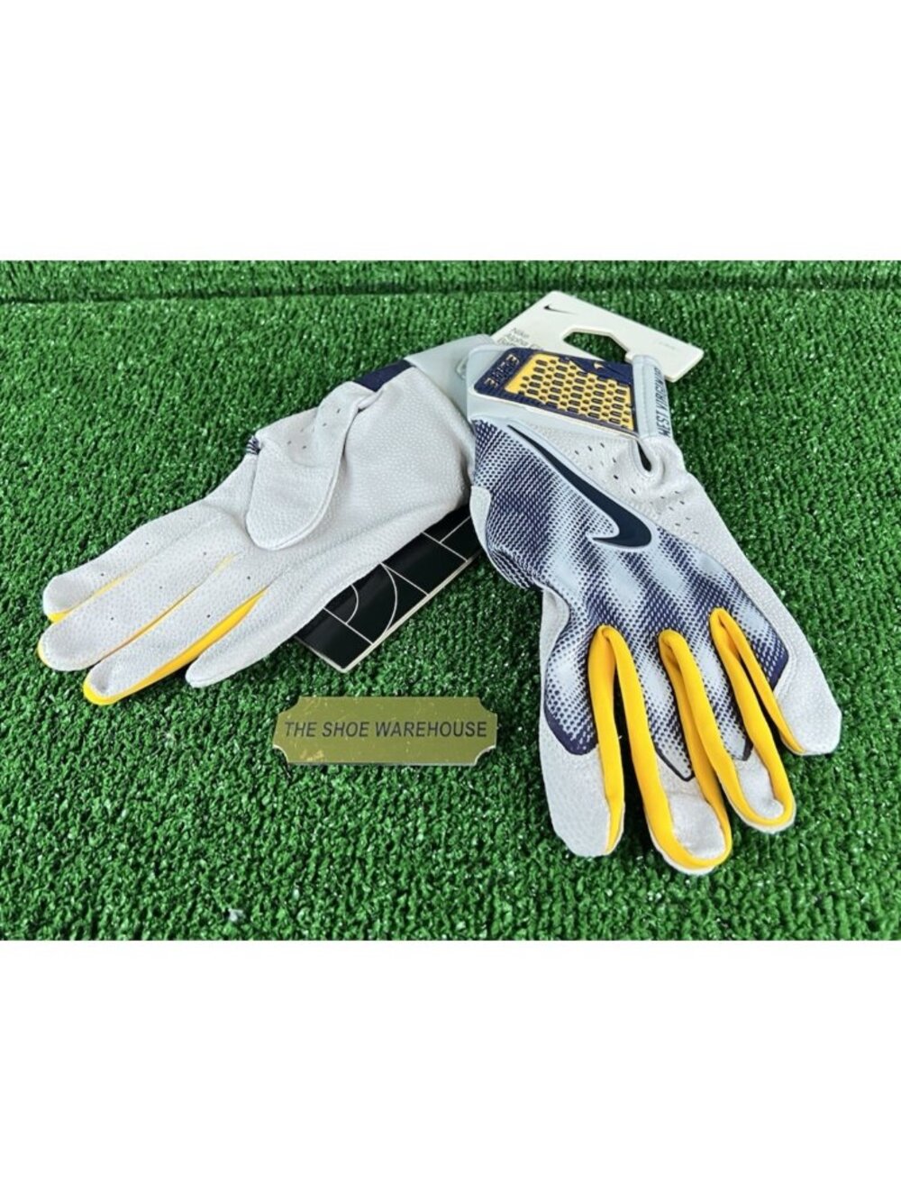 Men Nike PE West Virginia Alpha Elite Baseball Batting Gloves FB4185-094 Size L